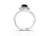 Silver Fancy Black Cushion Cut Diamond Double Halo Ring with Split Shank and Four-Prong Setting_15