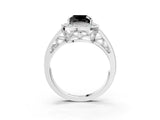 Silver Fancy Black Cushion Cut Diamond Halo Ring with Split Shank and Bezel Accents and Prong Setting_39