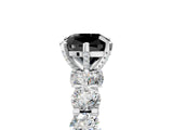 Silver Fancy Black Cushion Cut Diamond Side Stone Engagement Ring with Four-Prong Setting_5