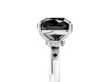 Silver Fancy Black Cushion Cut Diamond Solitaire Ring with Classic Band and Four-Prong Setting_11