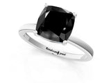 Silver Fancy Black Cushion Cut Diamond Solitaire Ring with Classic Band and Four-Prong Setting_7