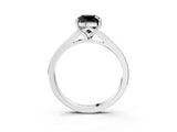 Silver Fancy Black Cushion Cut Diamond Solitaire Ring with Pavé Band and Prong Setting_15