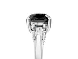 Silver Fancy Black Cushion Cut Diamond Three-Stone Engagement Ring with Prong Setting and Pavé Band_11