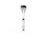 Silver Fancy Black Cushion Cut Diamond Three-Stone Engagement Ring with Prong Setting and Pavé Band_8