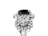 Silver Fancy Black Cushion Cut Diamond Three-Stone Halo Ring with Prong Setting and Pavé Accents_11