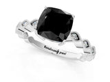 Silver Fancy Black Cushion Cut Solitaire Diamond Ring with Infinity Twist Band and Four-Prong Setting_61