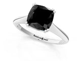Silver Fancy Black Cushion Cut Solitaire Diamond Ring with Six-Prong Setting and Classic Band_13