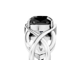 Silver Fancy Black Cushion Cut Solitaire Intertwined Band Prong Setting Ring_11