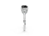 Silver Fancy Black Cushion Cut Solitaire Split Shank Pave Diamond Engagement Ring with Four-Prong Setting_56