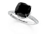 Silver Fancy Black Cushion Cut Solitaire Split Shank Pave Diamond Engagement Ring with Four-Prong Setting_7