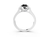 Silver Fancy Black Emerald Cut Brilliant Solitaire Diamond Ring with Channel Set Band and Bar Prong Setting_81