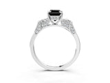Silver Fancy Black Emerald Cut Brilliant Three-Stone Pave Band with Four-Prong Setting_9