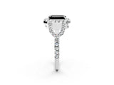 Silver Fancy Black Emerald Cut Cut Diamond Halo Engagement Ring with Open Split Pavé Band_8
