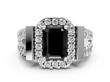 Silver Fancy Black Emerald Cut Cut Halo Split Shank Prong Set Ring_6