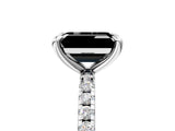Silver Fancy Black Emerald Cut Diamond Brilliant Solitaire Ring with Pavé Band and Four-Prong Setting_41