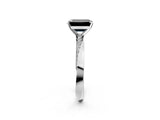 Silver Fancy Black Emerald Cut Diamond Engagement Ring with Side Stone Accents and Four-Prong Setting_26