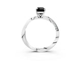 Silver Fancy Black Emerald Cut Diamond Engagement Ring with Side Stone Accents and Four-Prong Setting_27