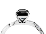 Silver Fancy Black Emerald Cut Diamond Engagement Ring with Side Stone Accents and Four-Prong Setting_28