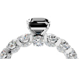Silver Fancy Black Emerald Cut Diamond Side Stone Engagement Ring with Four-Prong Setting_16