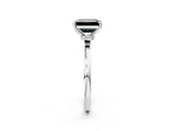 Silver Fancy Black Emerald Cut Diamond Solitaire Ring with Classic Band and Four-Prong Setting_14