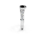 Silver Fancy Black Heart Cut Brilliant Diamond Pavé Band with Six-Prong Setting_20