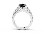 Silver Fancy Black Heart Cut Brilliant Diamond Pavé Band with Six-Prong Setting_21