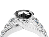 Silver Fancy Black Heart Cut Brilliant Diamond Pavé Band with Six-Prong Setting_22