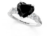 Silver Fancy Black Heart Cut Brilliant Three-Stone Pave Band with Four-Prong Setting_7