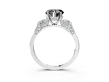Silver Fancy Black Heart Cut Brilliant Three-Stone Pave Band with Four-Prong Setting_9