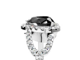 Silver Fancy Black Heart Cut Cut Diamond Halo Engagement Ring with Open Split Pavé Band_11