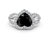 Silver Fancy Black Heart Cut Cut Diamond Halo Engagement Ring with Open Split Pavé Band_6