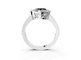 Silver Fancy Black Heart Cut Cut Halo Pavé Diamond Ring_15