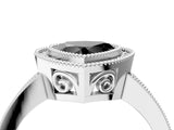 Silver Fancy Black Heart Cut Cut Halo Pavé Diamond Ring_16