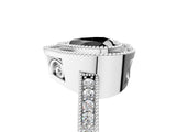 Silver Fancy Black Heart Cut Cut Halo Pavé Diamond Ring_17