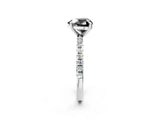 Silver Fancy Black Heart Cut Diamond Brilliant Solitaire Ring with Pavé Band and Four-Prong Setting_42