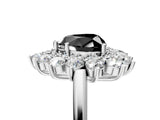 Silver Fancy Black Heart Cut Diamond Floral Double Halo Engagement Ring with Prong Setting_47