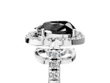 Silver Fancy Black Heart Cut Diamond Floral Halo Split Shank Prong Setting Ring_11