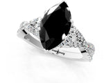 Silver Fancy Black Heart Cut Diamond  Halo Twist Band Solitaire Prong Setting Ring_25