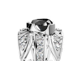 Silver Fancy Black Heart Cut Diamond Pave Art Deco Split Shank Ring with Four-Prong Setting_11