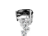 Silver Fancy Black Heart Cut Diamond Scattered Round Accent Ring with Prong Setting_11