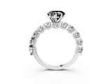Silver Fancy Black Heart Cut Diamond Side Stone Engagement Ring with Four-Prong Setting_3