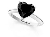 Silver Fancy Black Heart Cut Diamond Solitaire Engagement Ring with Classic Band and Four-Prong Setting_13