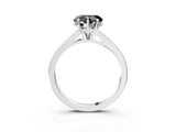 Silver Fancy Black Heart Cut Diamond Solitaire Ring with Pavé Band and Prong Setting_15