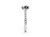 Silver Fancy Black Heart Cut Diamond Solitaire Ring with Round  Pavé Band and Four-Prong Setting_38