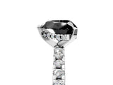 Silver Fancy Black Heart Cut Diamond Solitaire Ring with Round  Pavé Band and Four-Prong Setting_41