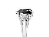 Silver Fancy Black Heart Cut Diamond Three-Stone Engagement Ring with Prong Setting and Pavé Band_11