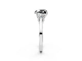 Silver Fancy Black Heart Cut Diamond Three-Stone Engagement Ring with Prong Setting and Pavé Band_8