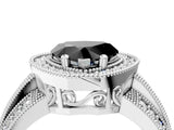 Silver Fancy Black Heart Cut Halo Diamond Engagement Ring with Pave Split Shank and Four-Prong Setting_10