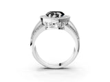 Silver Fancy Black Heart Cut Halo Diamond Engagement Ring with Pave Split Shank and Four-Prong Setting_9