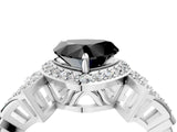 Silver Fancy Black Heart Cut Halo Diamond Split Shank Engagement Ring with Four-Prong Setting_10